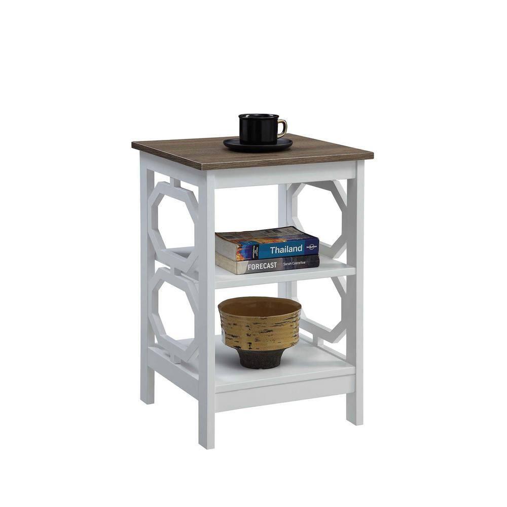 Convenience Concepts Omega End Table with Shelf, Driftwood/White
