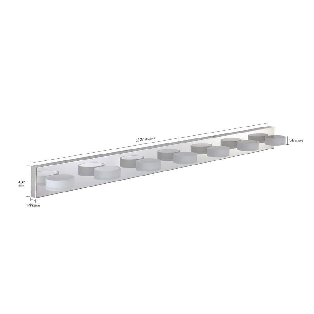 Orren Ellis Modern 7-Light LED Vanity Light Fixture - Iron Finish With Acrylic Shades - Energy-Efficient Bathroom Wall Sconce - Dimmable, 52.2-Inch Length