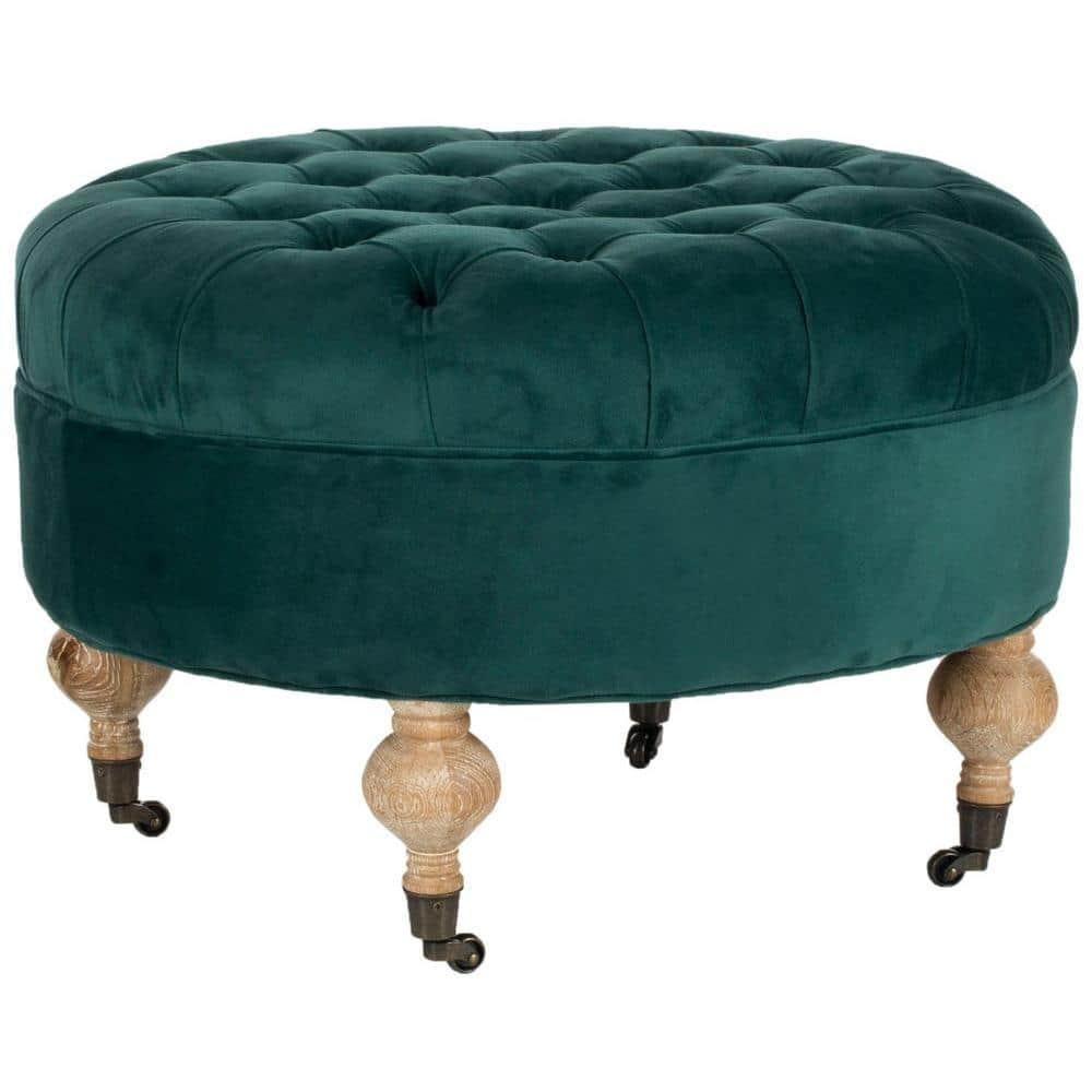 SAFAVIEH Clara Tufted Round Ottoman Marine