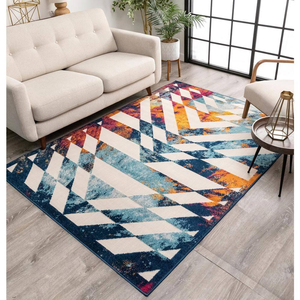 Well Woven Dorado Carmen Geometric Multi 5'3" x 7'3" Indoor/Outdoor High-Low Area Rug