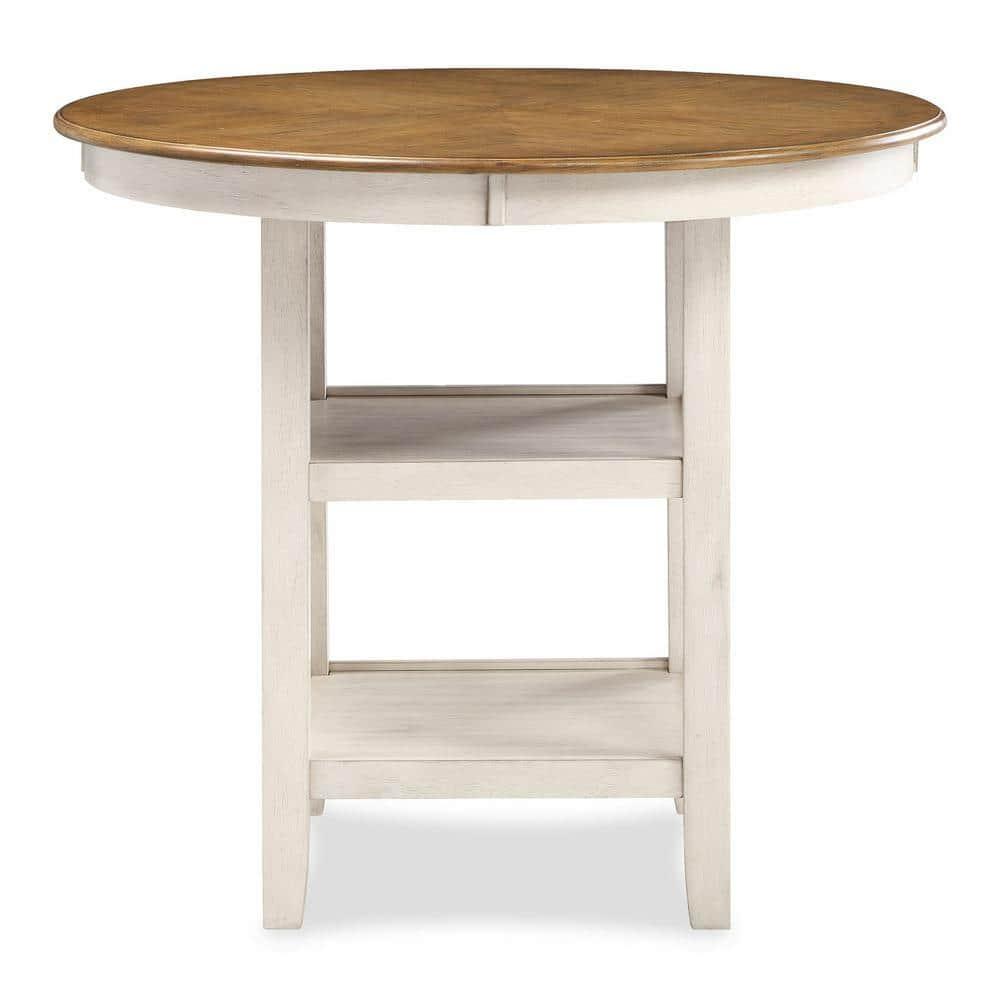 New Classic Furniture Cori 5-Piece Solid Wood Counter Dining Set in Brown/White
