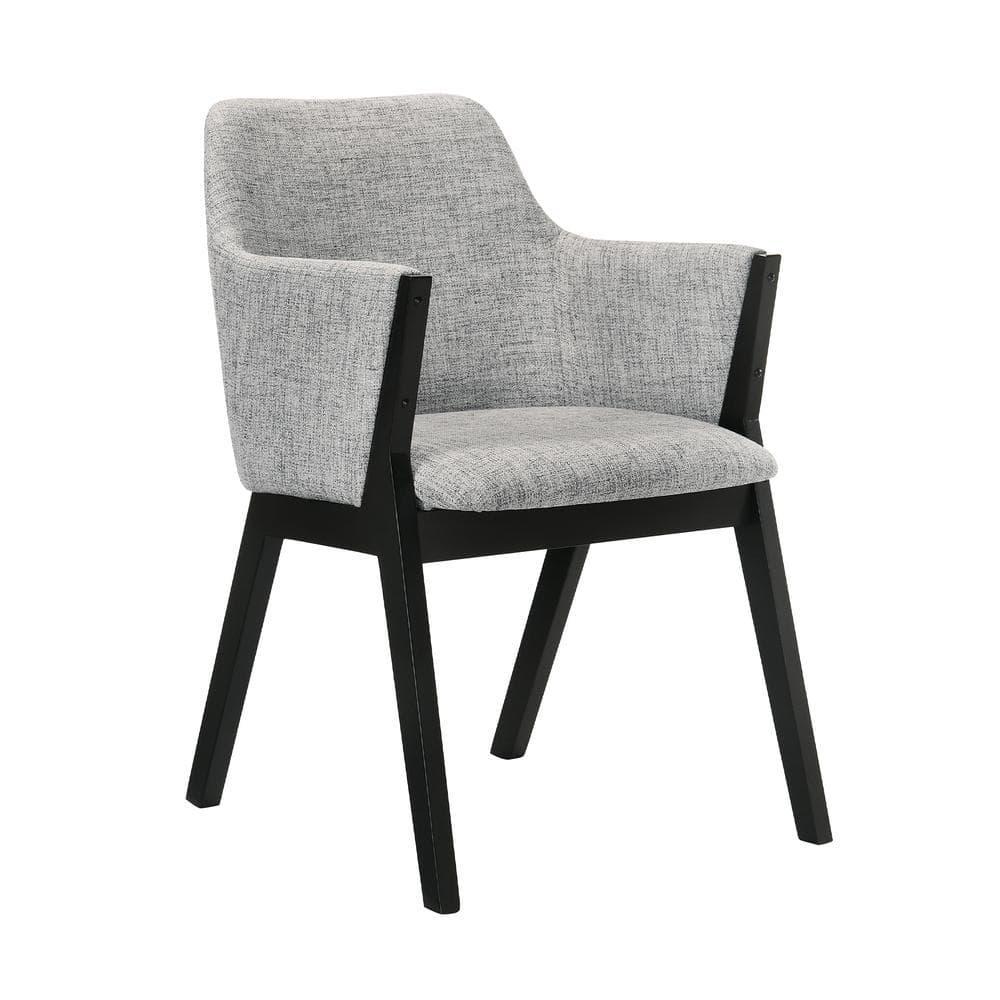 Armen Living Set of 2 Renzo Fabric Wood Dining Chairs Gray/Black: Polyester Upholstery, Foam Fill, Armrests