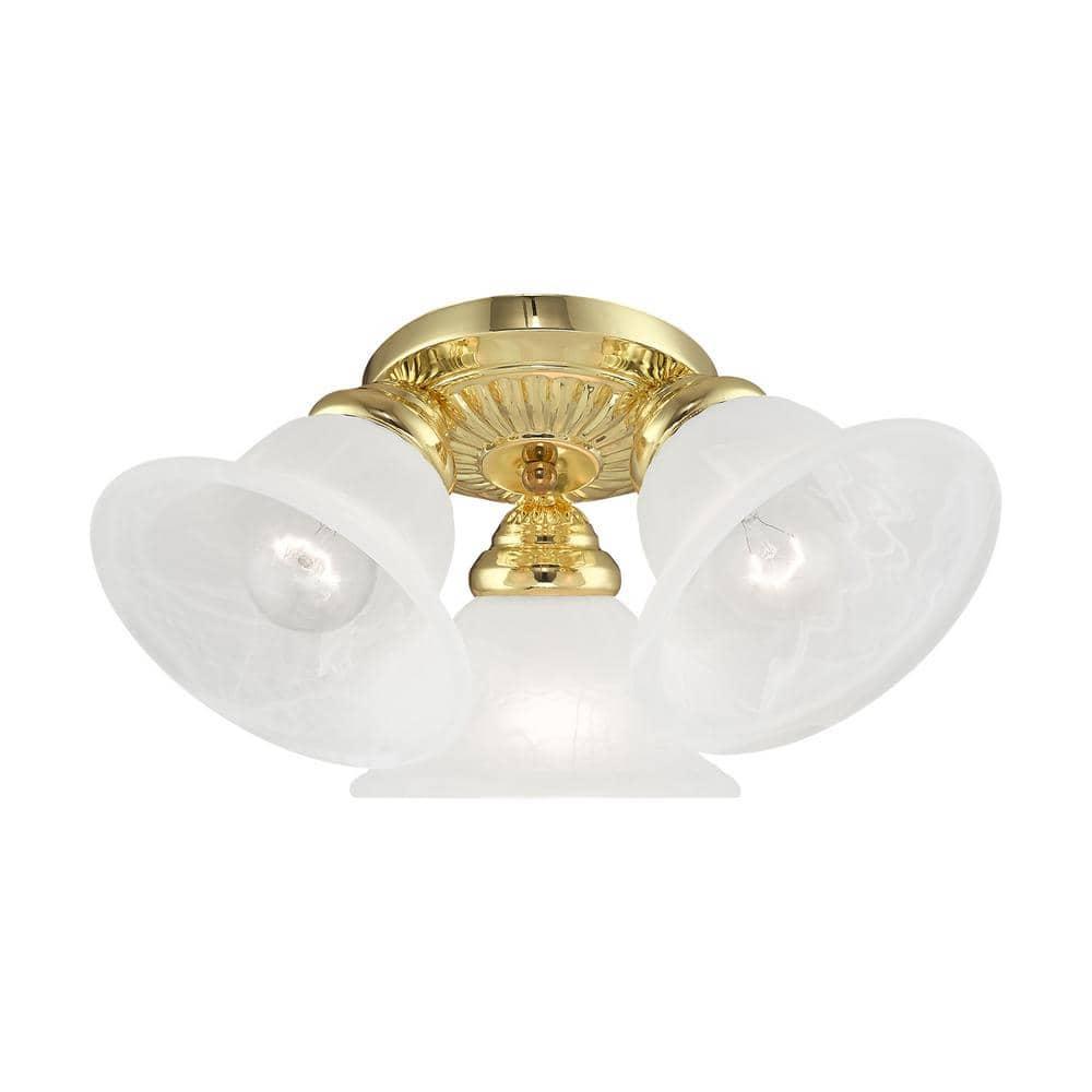 Livex Lighting Edgemont 3 - Light Flush Mount in  Polished Brass