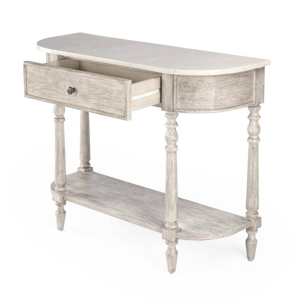 Aberdale Demilune Console Table with Storage in Umber and Marble