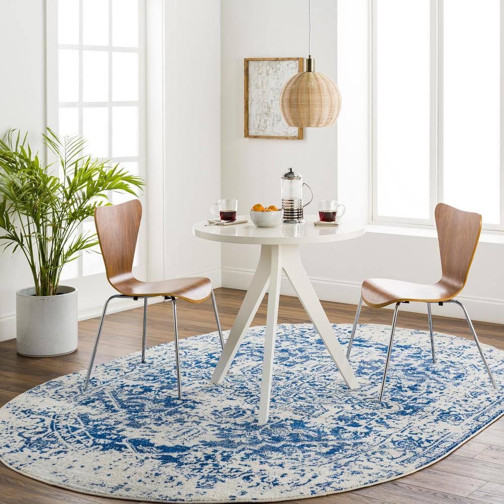 Livabliss 6'7"x9' Oval Worsham Traditional Rug Blue