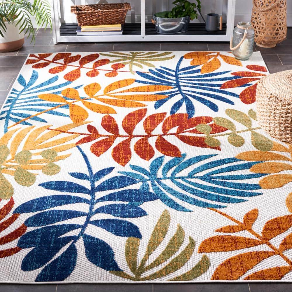 Cabana CBN814 Power Loomed Indoor and Outdoor Accent Rug - Creme/Red - 2'x4' - Safavieh.