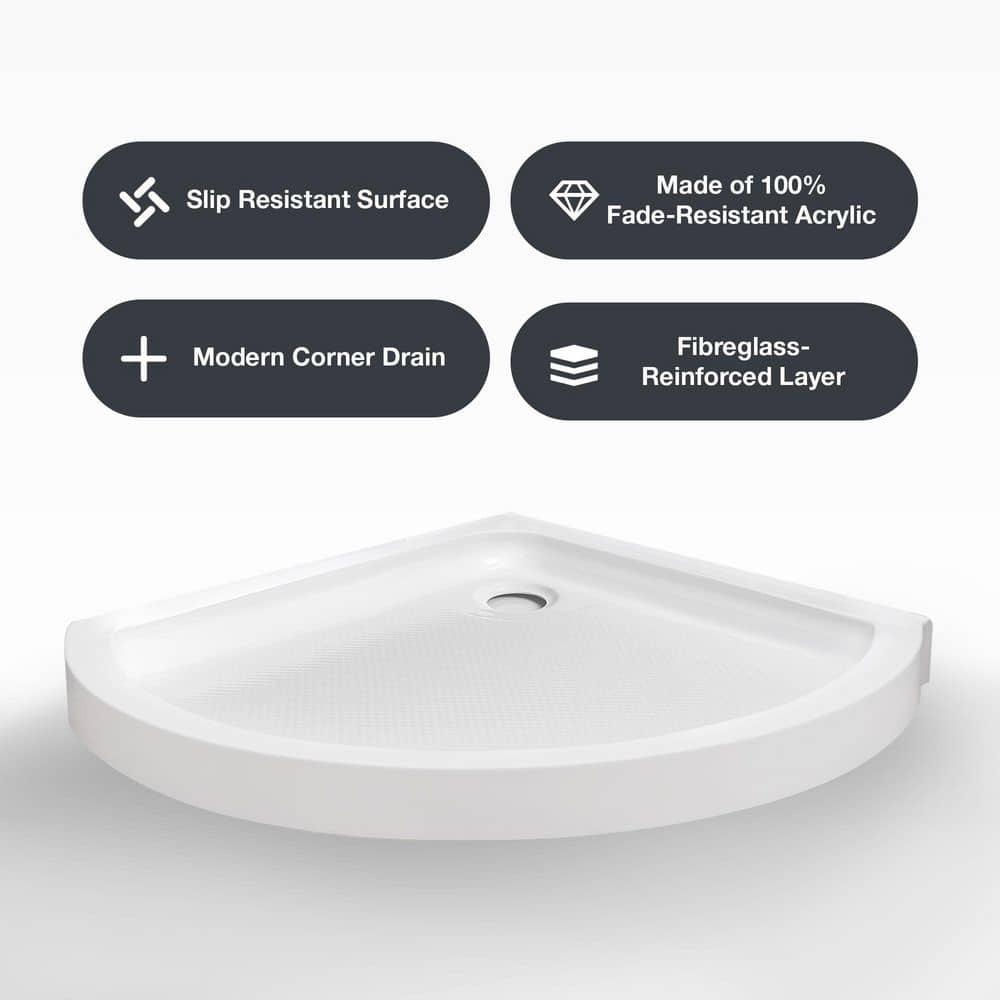 Ove Decors OVE Decors Breeze 35 in. Round Shower Kit w/ Frosted, Base, Wall 15SKA-BREF34-BLKAC