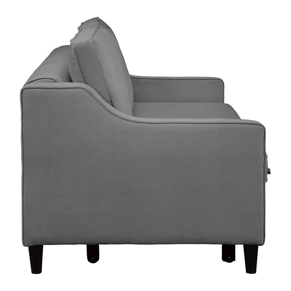 Lexicon Adelia Velvet Convertible Studio Sofa with Pull-Out Bed in Dark Gray