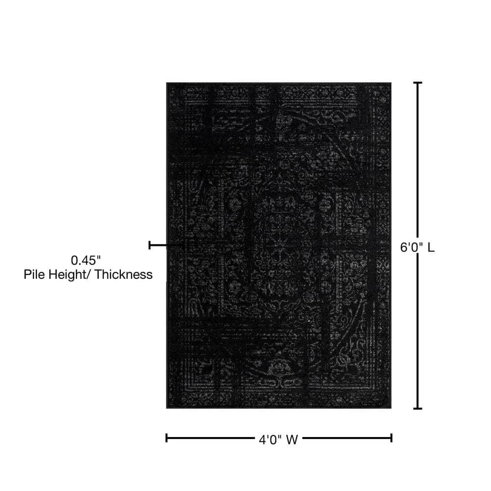 Nuloom Arlena Medallion 4x6 Indoor Area Rug for Living Room Bedroom Dining Room Kitchen, Black/Grey
