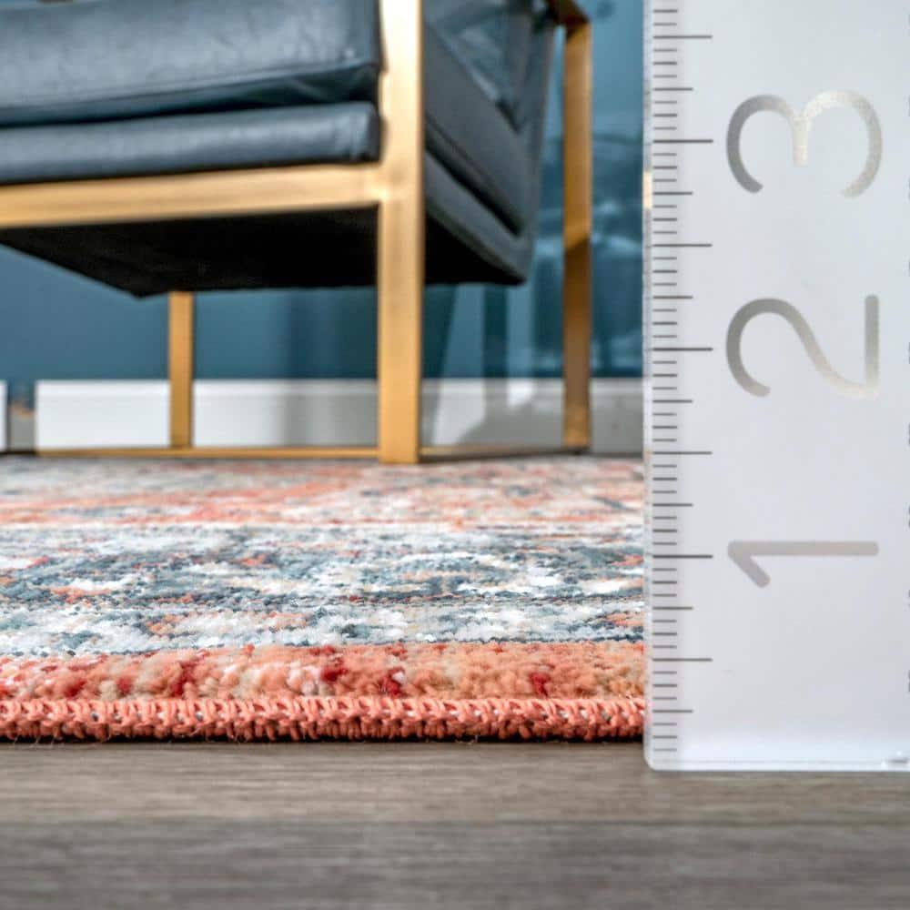 Nuloom Zara Medallion 2x6 Runner Indoor Area Rug for Living Room Bedroom Dining Room Entryway Hallway Kitchen, Rust/Blue