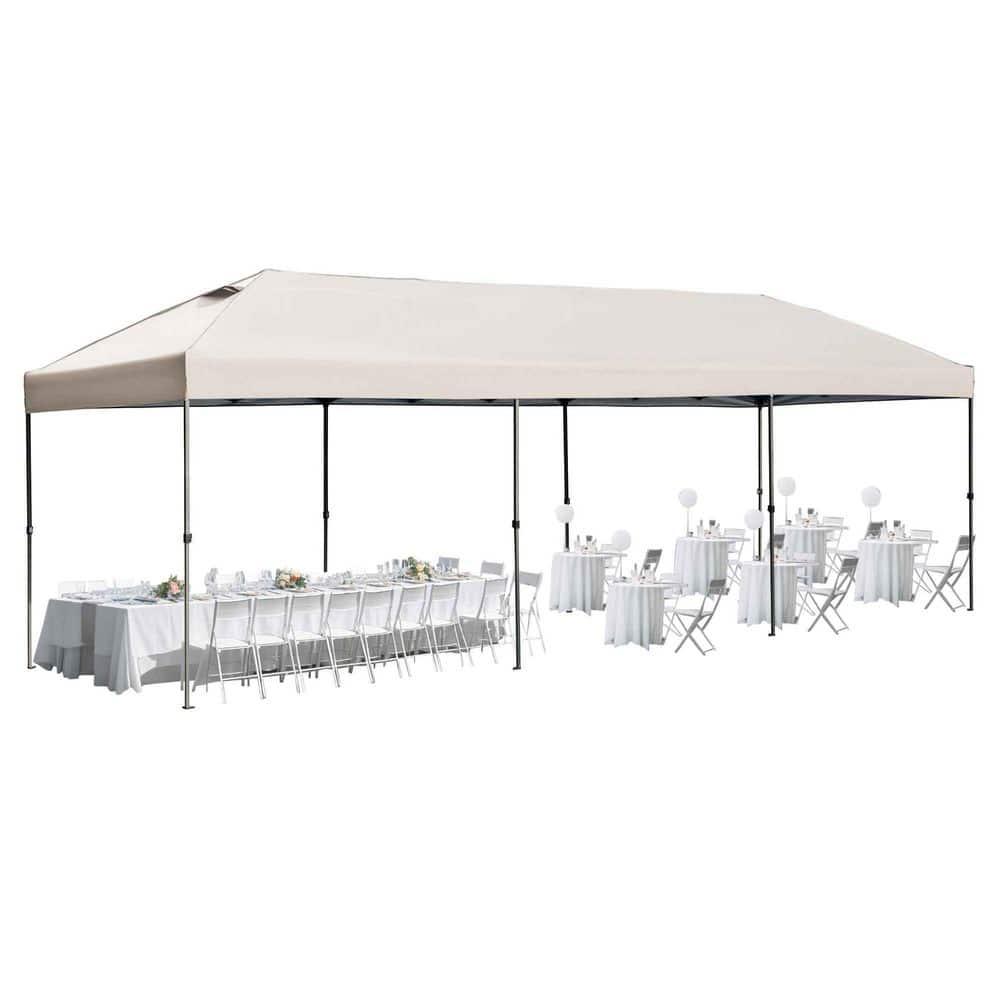 Khaki 10x30 Heavy Duty Outdoor Pop Up Canopy Tent with Sidewalls
