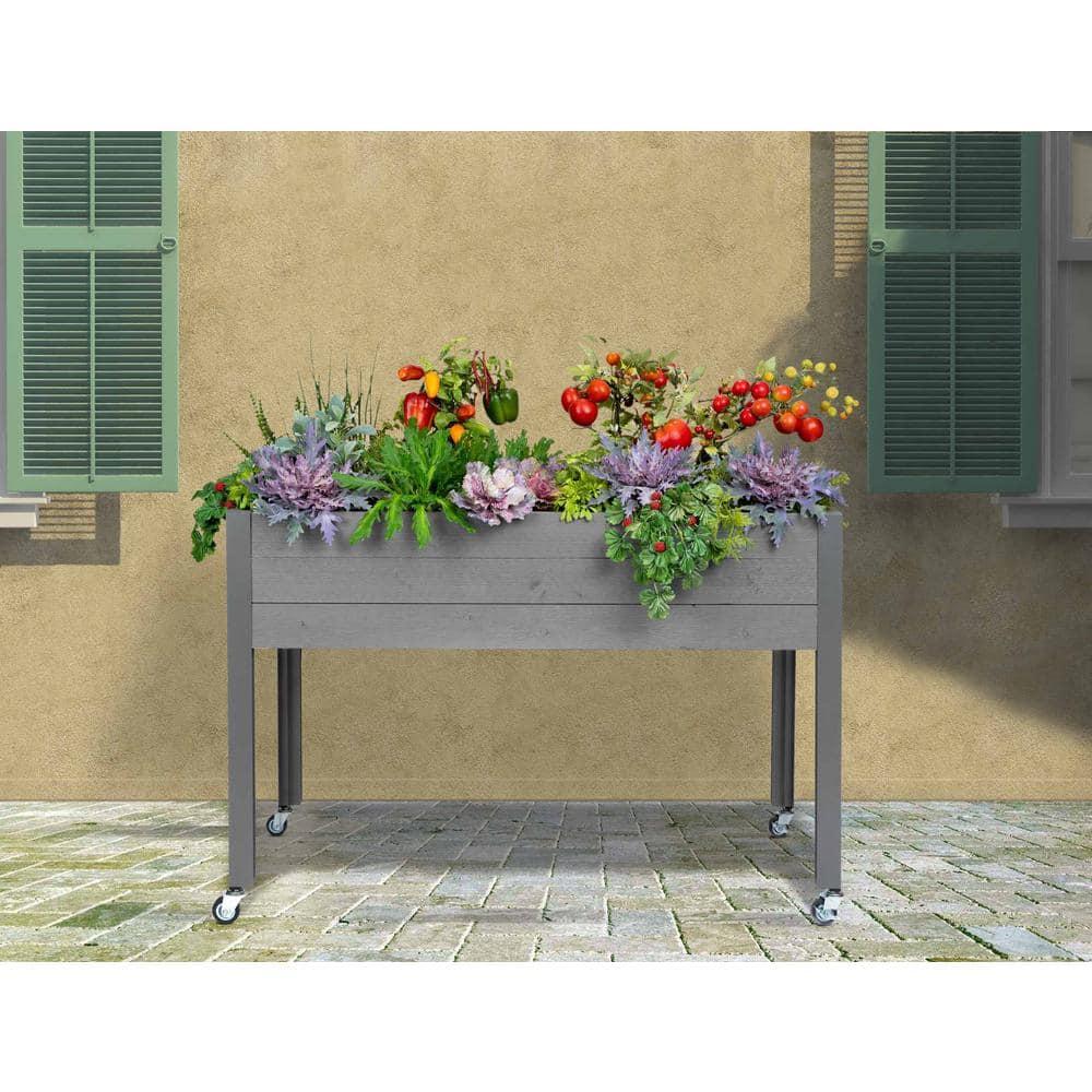 47" Wide rectangular Planter Self-Watering Wooden Gray - CedarCraft