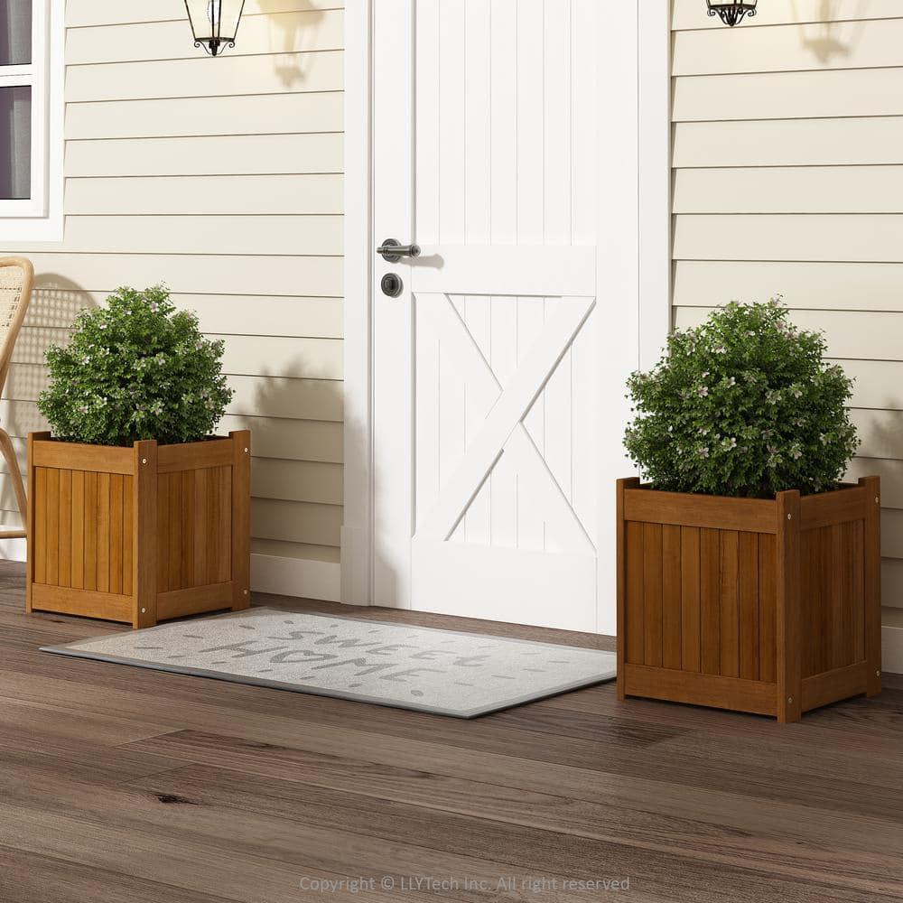 Furinno 15" x 15" x 18" Brown Wood Planter Boxes (2 Pack)