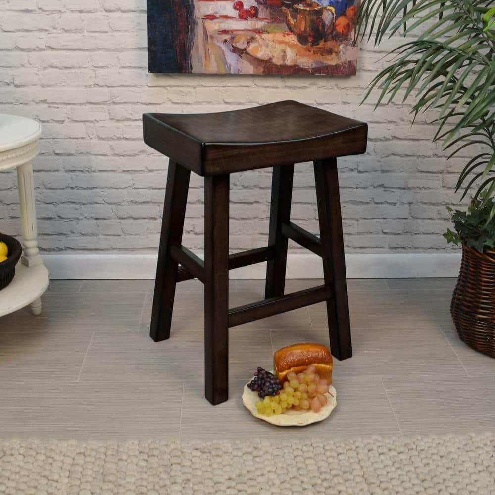 Carolina Living 24"Levi Counter Height Barstool Espresso Brown and Table: Solid Wood, Backless