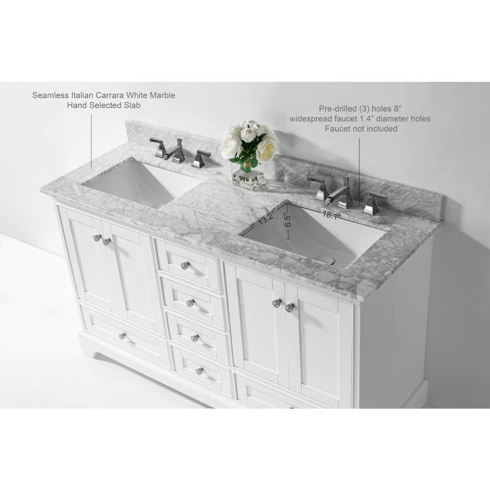 Ancerre Designs Audrey 60" Wood Bathroom Vanity Set in White