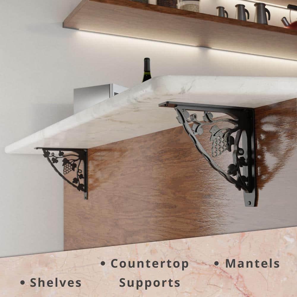 MADEIRA HEAVY DUTY STEEL FIREPLACE MANTEL BRACKETS, FLOATING SHELF, COUNTERTOP SUPPORT - HAND WELDED - 10" x 10" x 2"