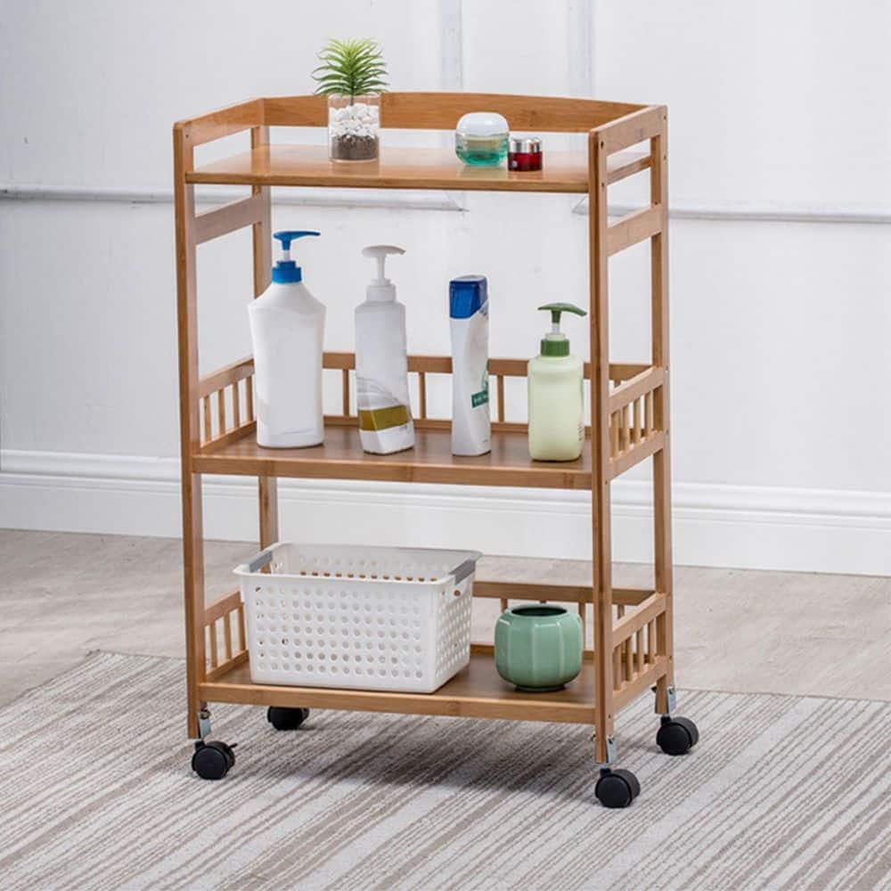 CNCEST Rolling Home Bar Serving Cart,3 Tier Mobile Kitchen Serving Trolley Cart Rolling Bar with Removable Trays and 4 Wheels,Coffee,Tea,Wine,Whiske,Serving Cart for Restaurant/Hotel/Hospital