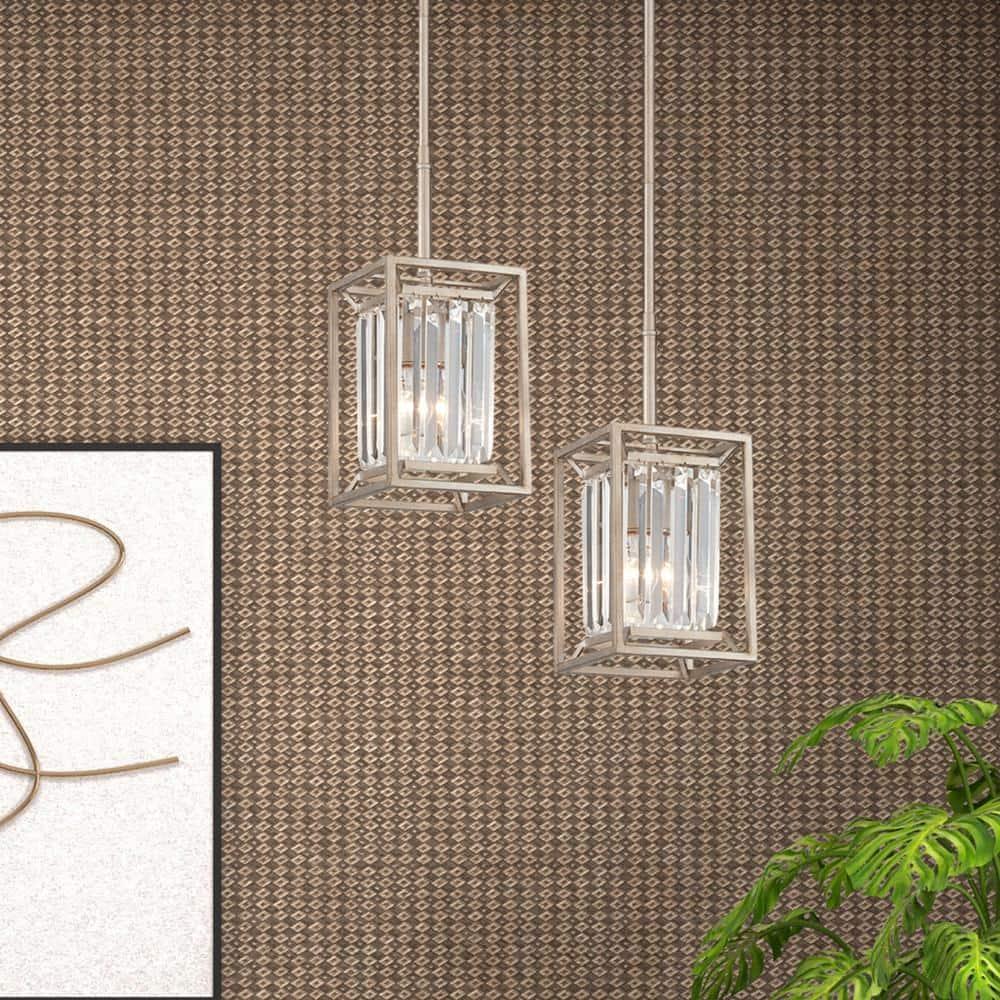 Aged Platinum Crystal Prism 6.5" Mini Pendant Light