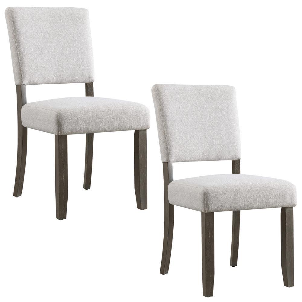Leick Favorite Finds Wood Upholstered Dining Chair Set in Gray Washed Black Bean