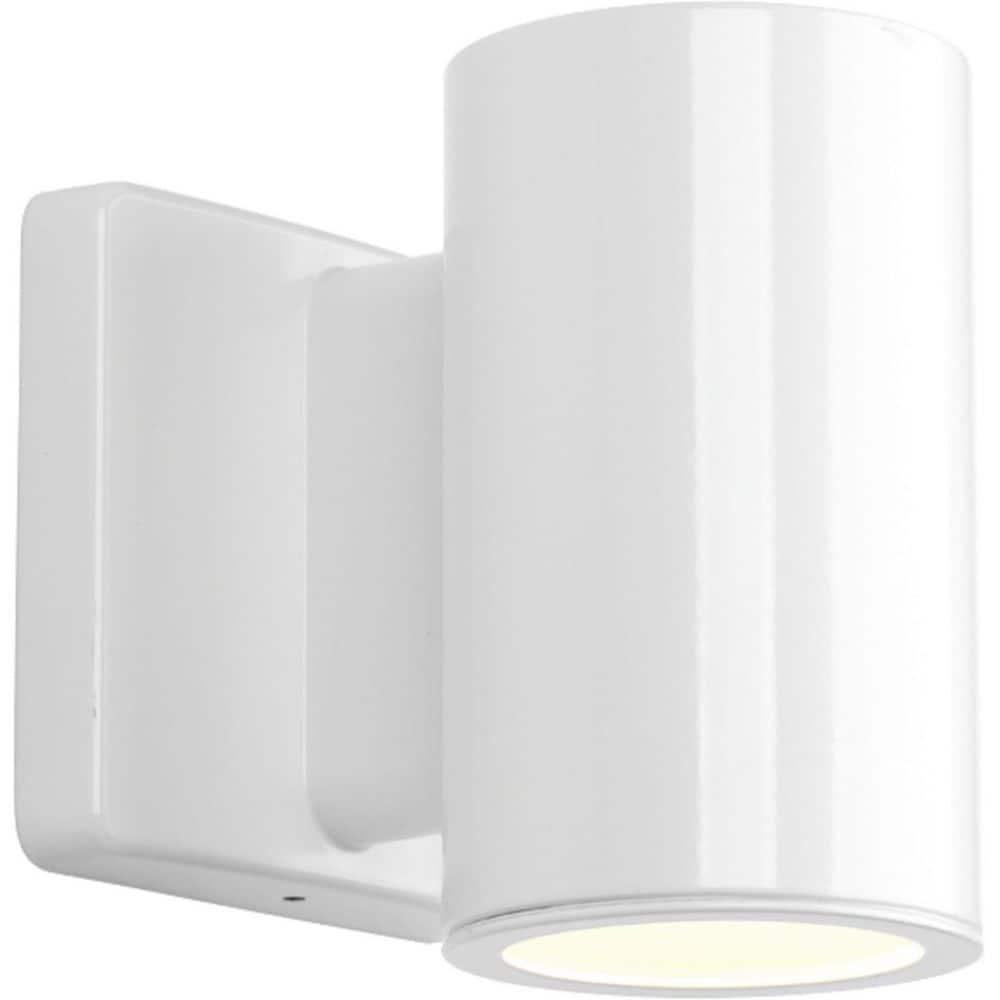 Progress Lighting Cylinders 1-Light Outdoor Wall Light in White Aluminum with Shade