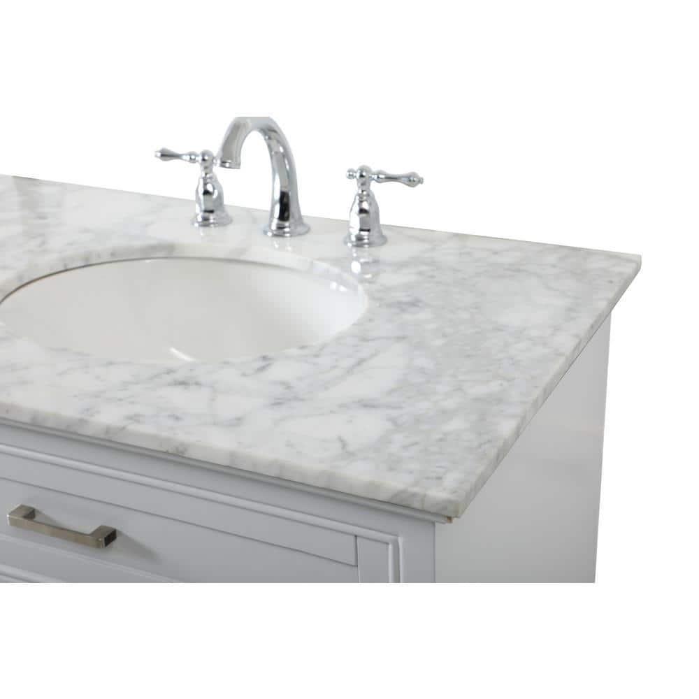 Elegant Decor Americana 72" Metal MDF Marble Double Bathroom Vanity in Gray