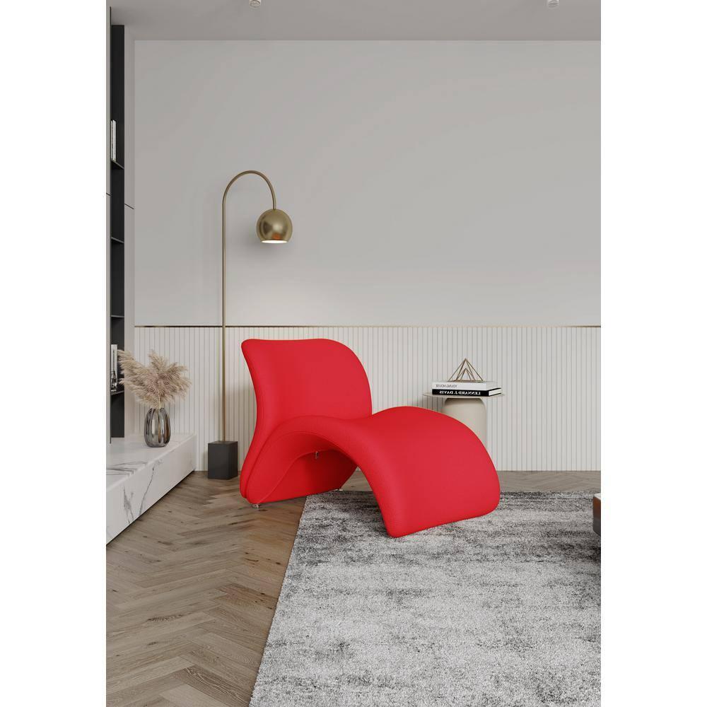 Manhattan Comfort Rosebud Wool Blend Fabric Accent Chair in Red