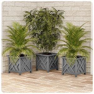 Pure Garden 14.75" Lattice Planter Box, Gray
