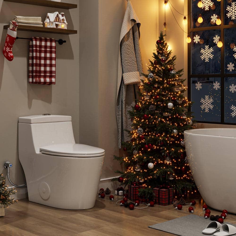 Greta Tornado Powerful Flush One-Piece Toilet, 1.28 GPF Elongated Floor Mounted
