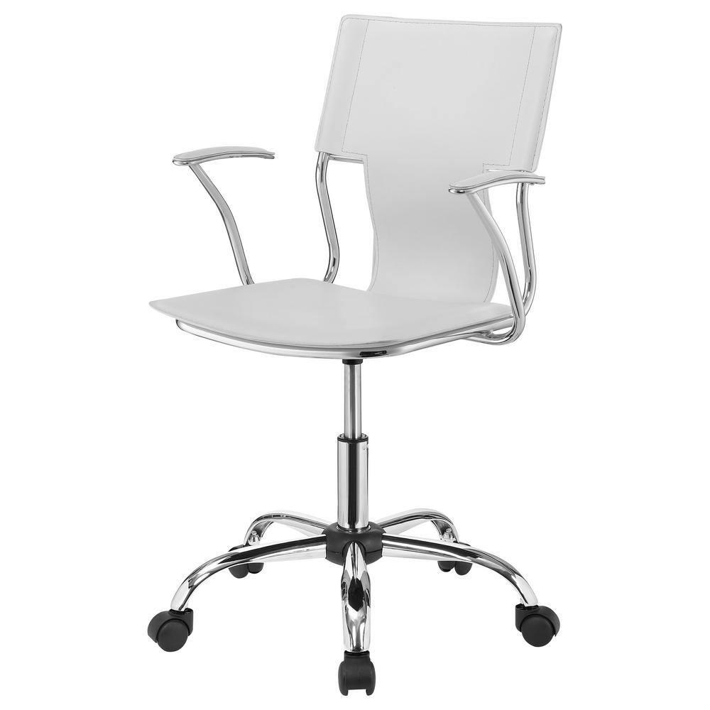 Contemporary styled mid back office chair, White/Chrome - Saltoro Sherpi