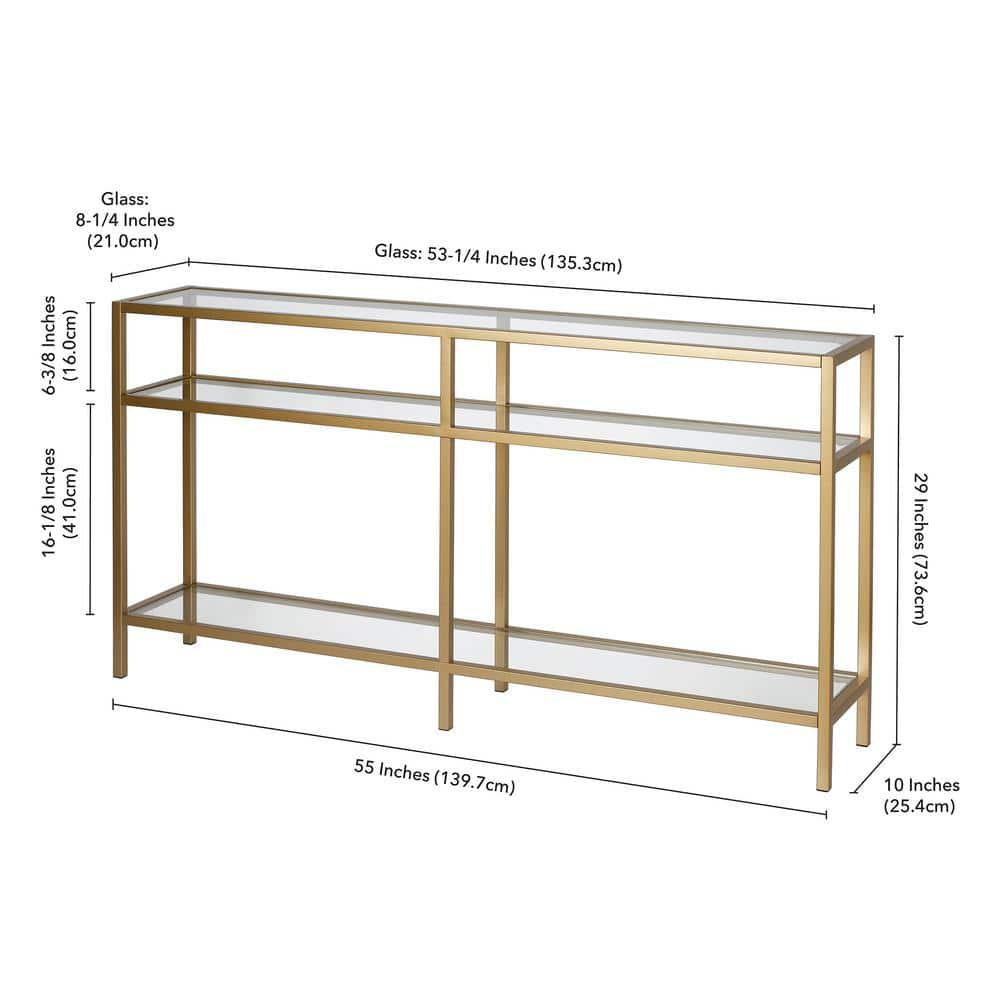 Evelyn&Zoe Sivil 55" Wide Rectangular Console Table, Brass