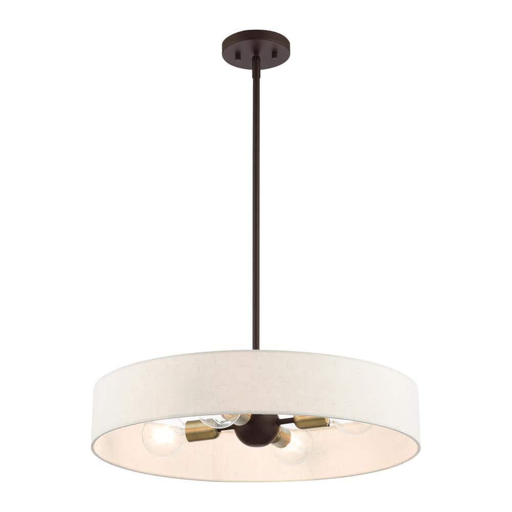 Venlo 4 Light Bronze with Antique Brass Accents Pendant