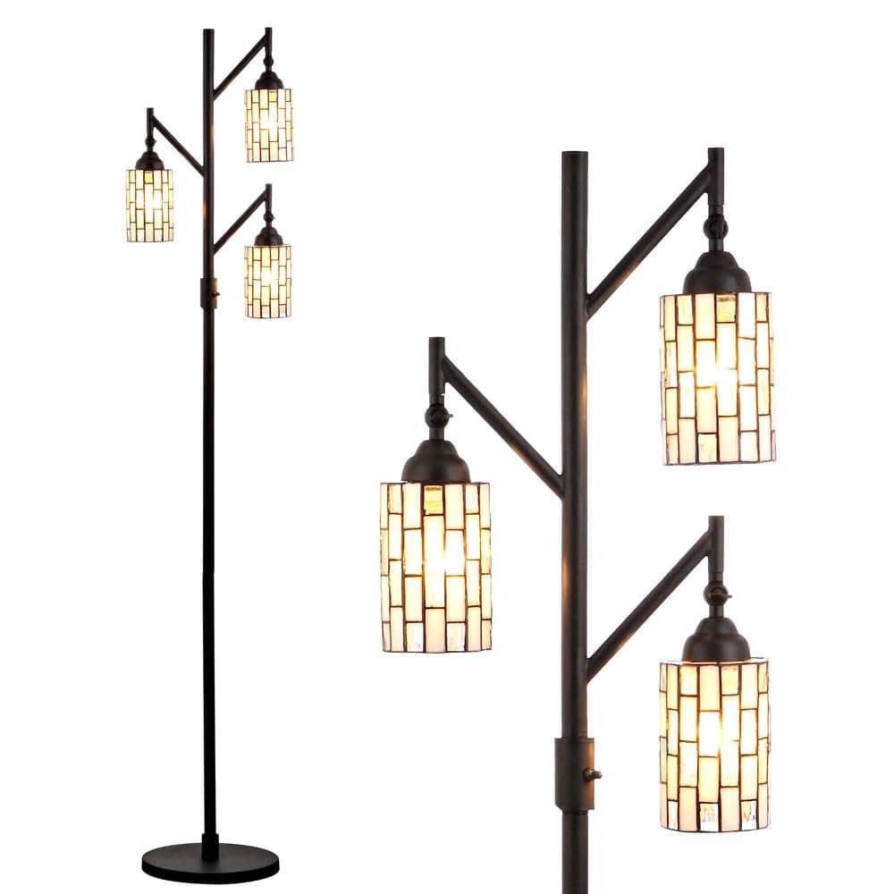 JONATHAN Y JYL8012A Lewis Tiffany-Style 71" Multi-Light LED Floor Lamp, Traditional for living room, dinning room, bedroom, office Bulb Included, Bronze