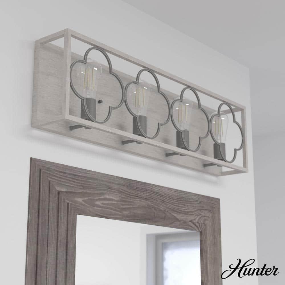 Hunter Fan Gablecrest 4 Light  Flush Mount Bathroom Vanity Wall Light Fixture