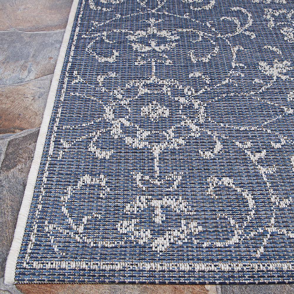 Couristan Monte Carlo Summer Vines Indoor / Outdoor Area Rug, Navy-Ivory, 2'3" x 11'9" Runner
