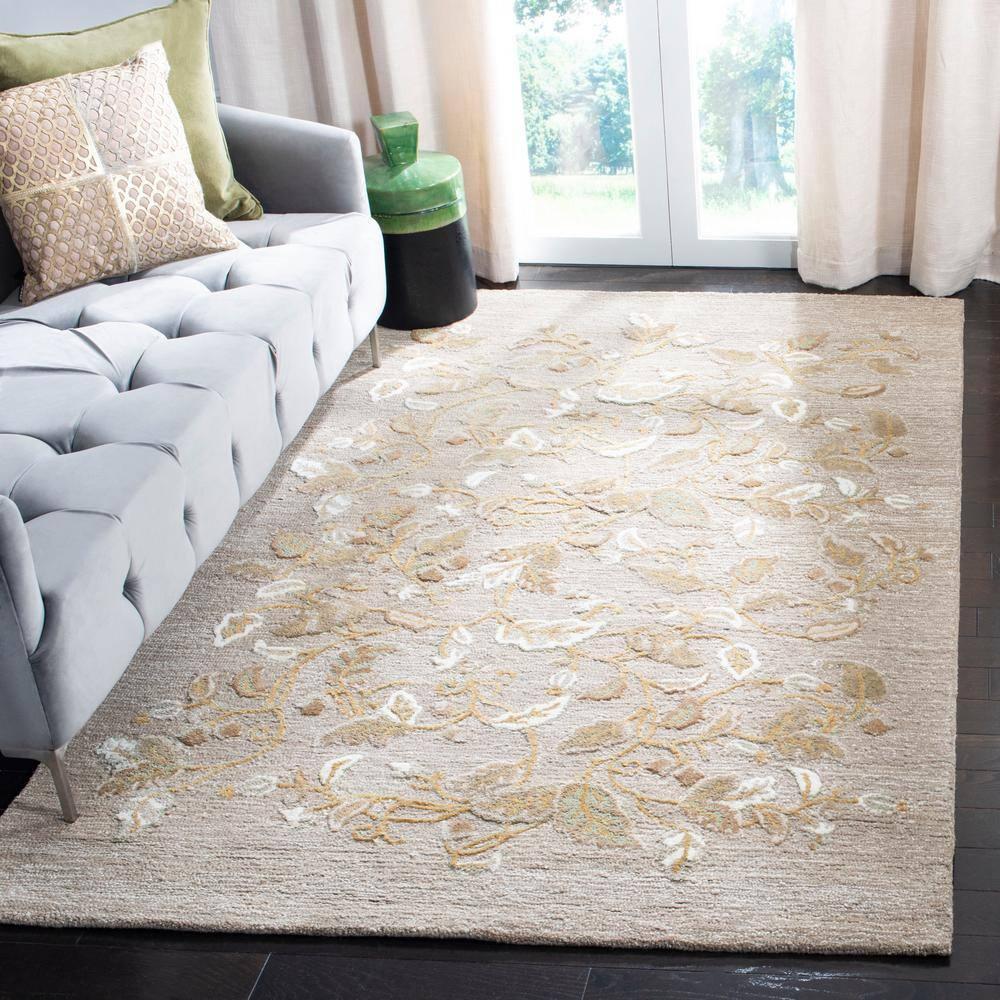 SAFAVIEH Martha Stewart Autumn Woods Floral Area Rug, Grey Squirrel, 5' x 8'