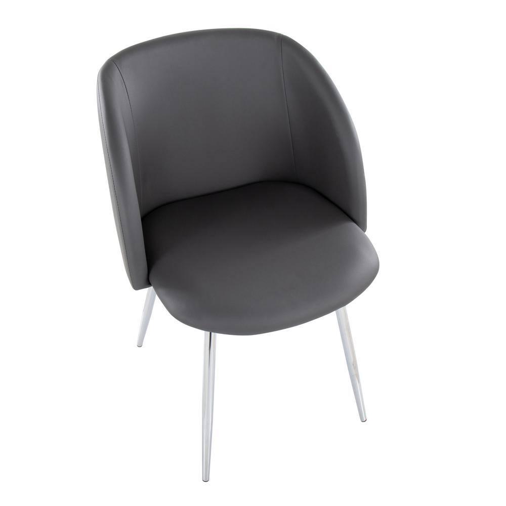 LumiSource Set of 2 Fran Dining Chairs Chrome/Gray: Upholstered, Metal Frame, Contemporary Style