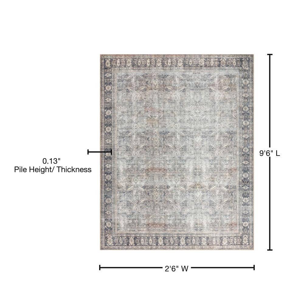 Loloi II Wynter WYN-07 Grey / Charcoal Oriental Area Rug 2'-6" x 9'-6"
