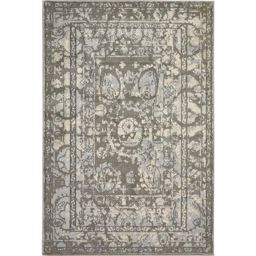 Unique Loom 6' 1 x 9' 0 Gray La Jolla Vintage Area Rug