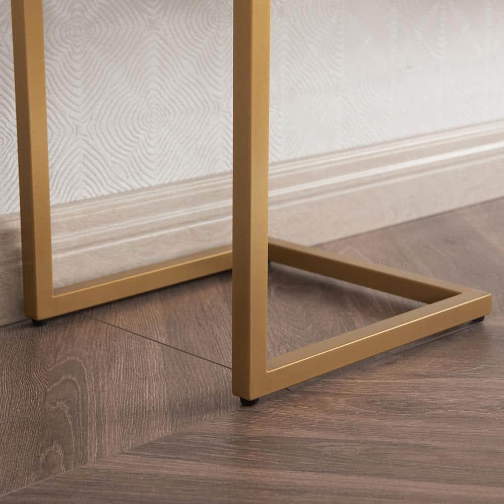 Evelyn&Zoe Errol 55" Wide Rectangular Console Table with Glass Top in Gold