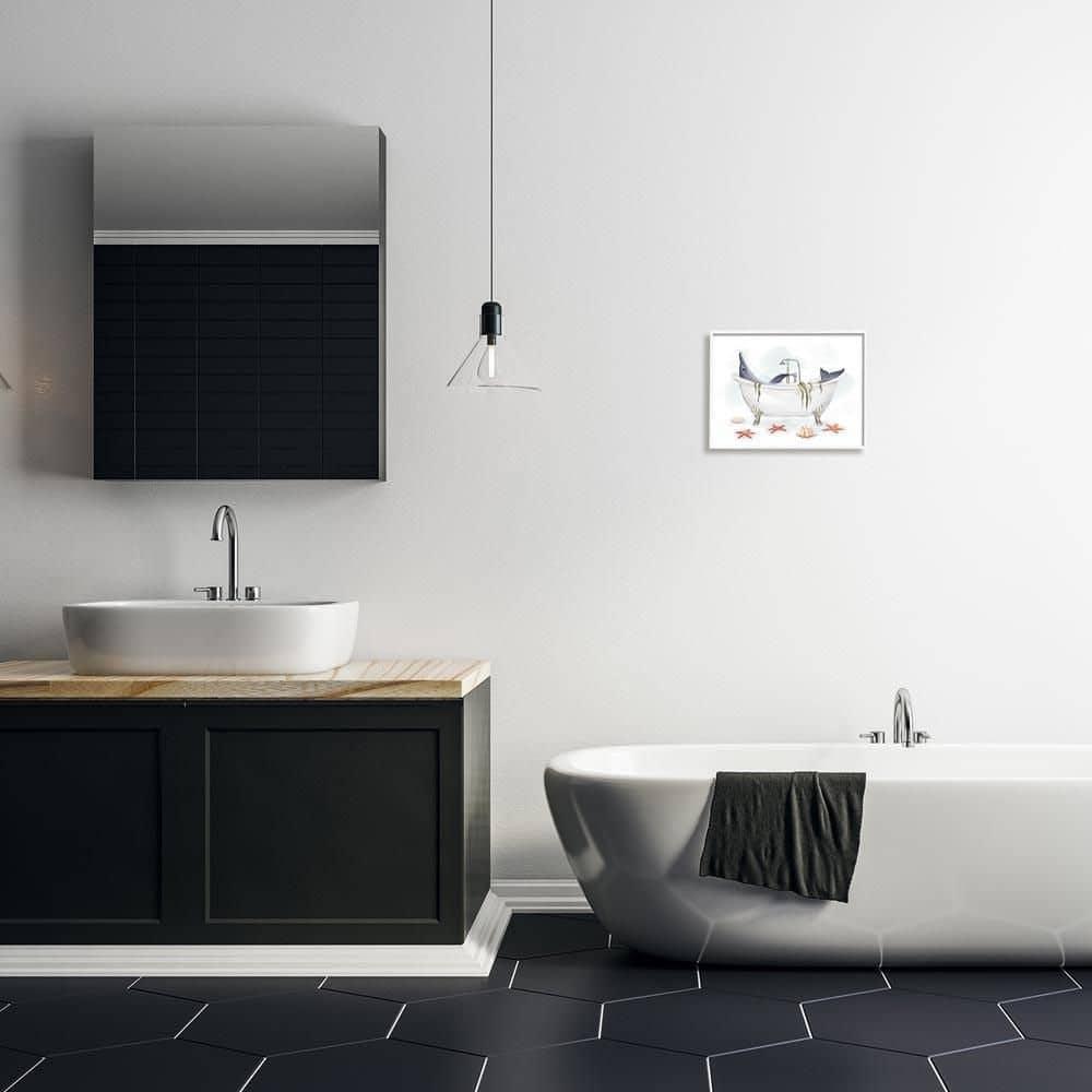 Stupell Industries " Dolphin Lounging In Bath Tub Nautical Shells " by Ziwei Li