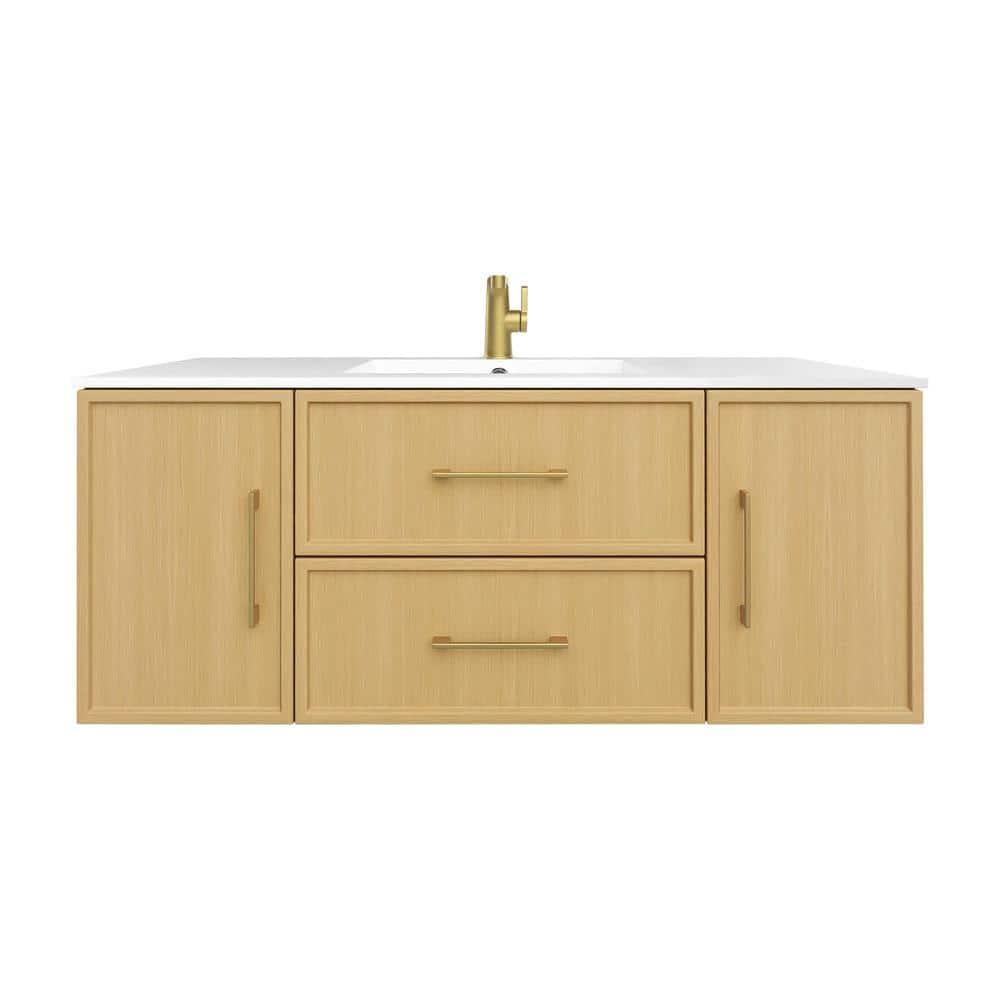 Cassidy 48" Wall Mounted Bathroom Vanity with Cultured Marble Top and Integrated Sink