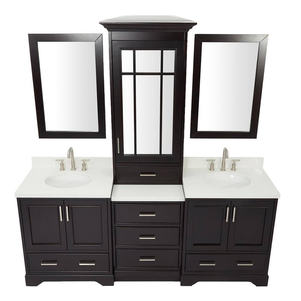 Ariel Stafford 85 in Double Sink Vanity Set in Espresso