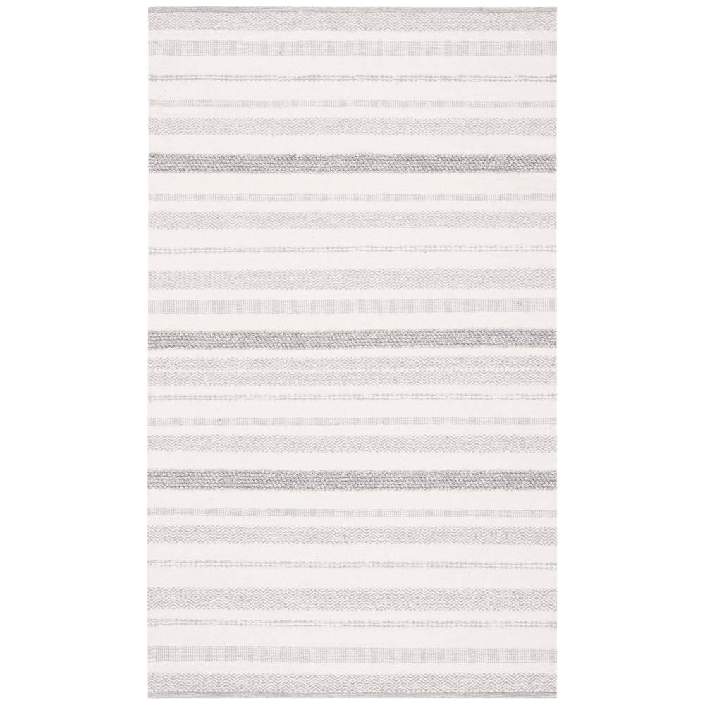 Striped Kilim STK501 Hand Woven Area Rug - Ivory/Grey - 8'x10' - Safavieh.