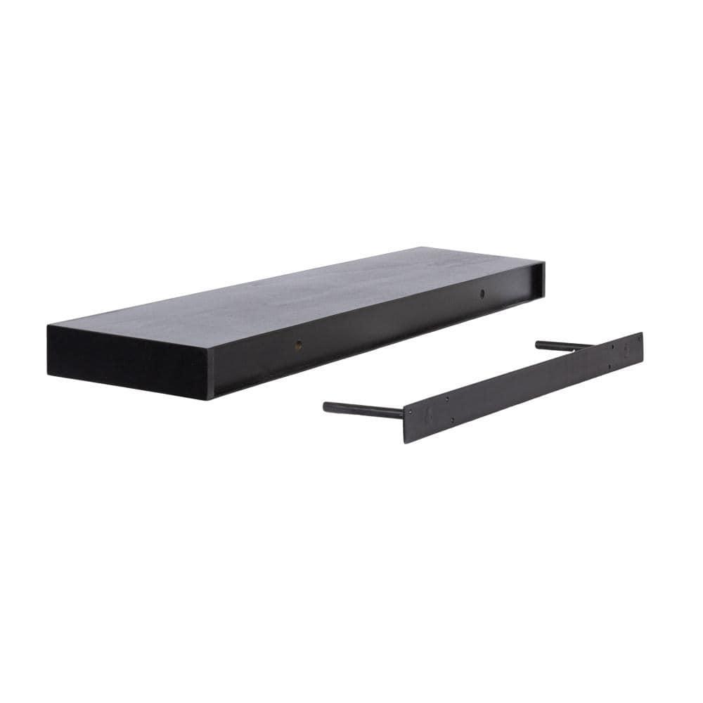 Kate & Laurel All Things Decor 36"x8" Havlock Wood Floating Shelf Black