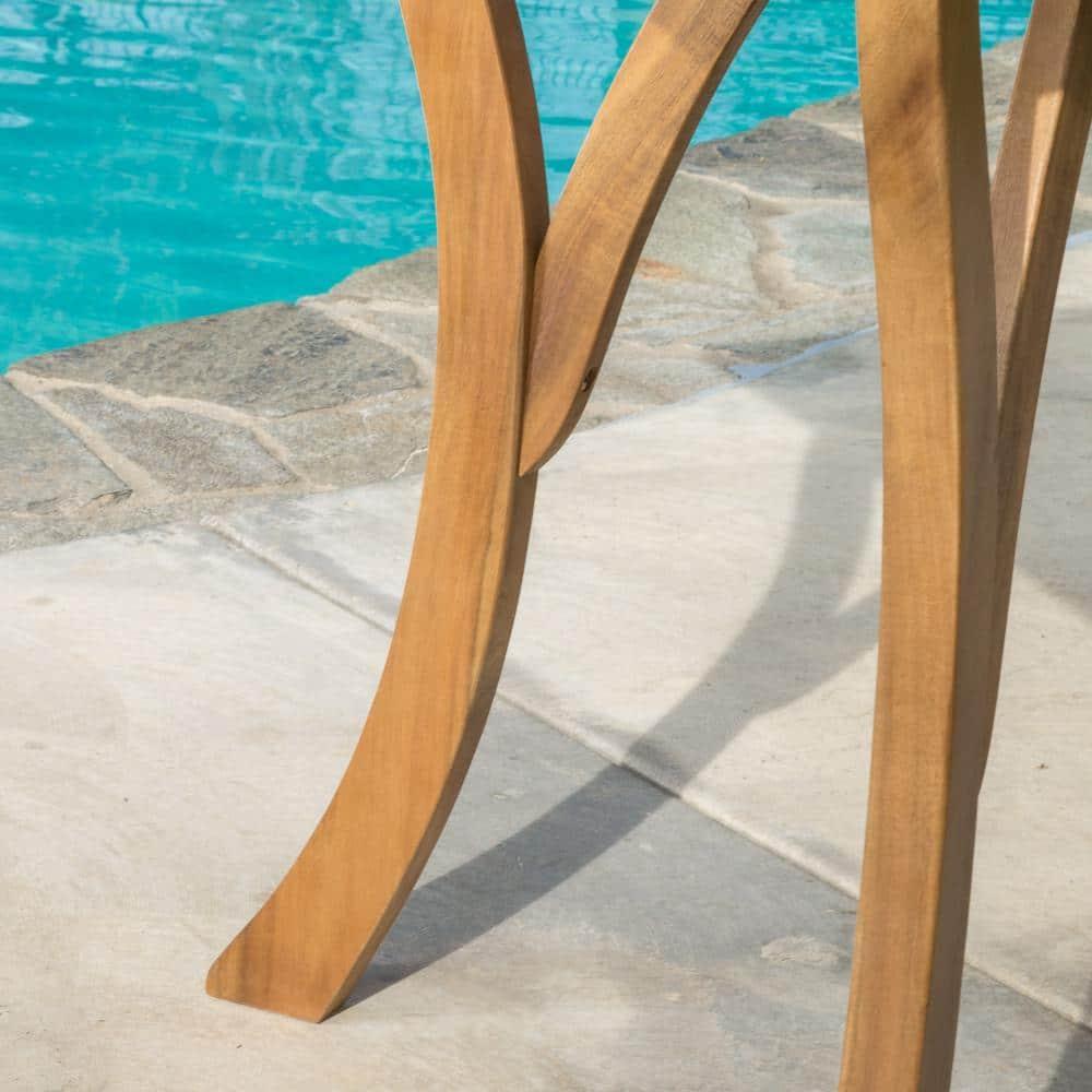 Hermosa 5pc Acacia Wood Patio Dining Set with Cushions - Teak Finish - Christopher Knight Home: Outdoor Furniture, 4 Arm Chairs & Square Table