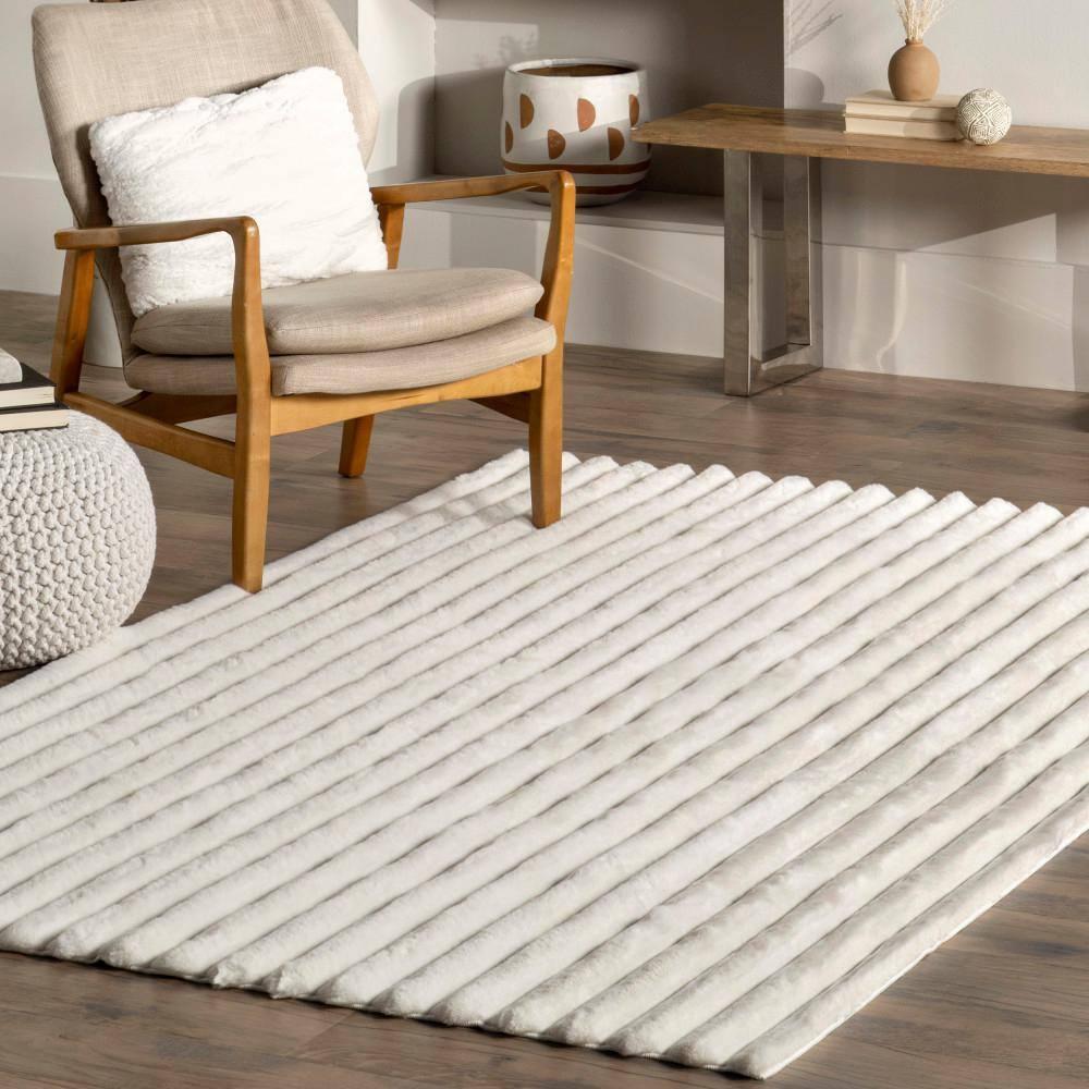 nuLOOM 2' x 6' Cozy Plush SuperiorWash Area Rug, Machine Washable, Non-Slip, Soft Fluffy Shag Carpet for Living Room Bedroom Nursery, Kai Off-white