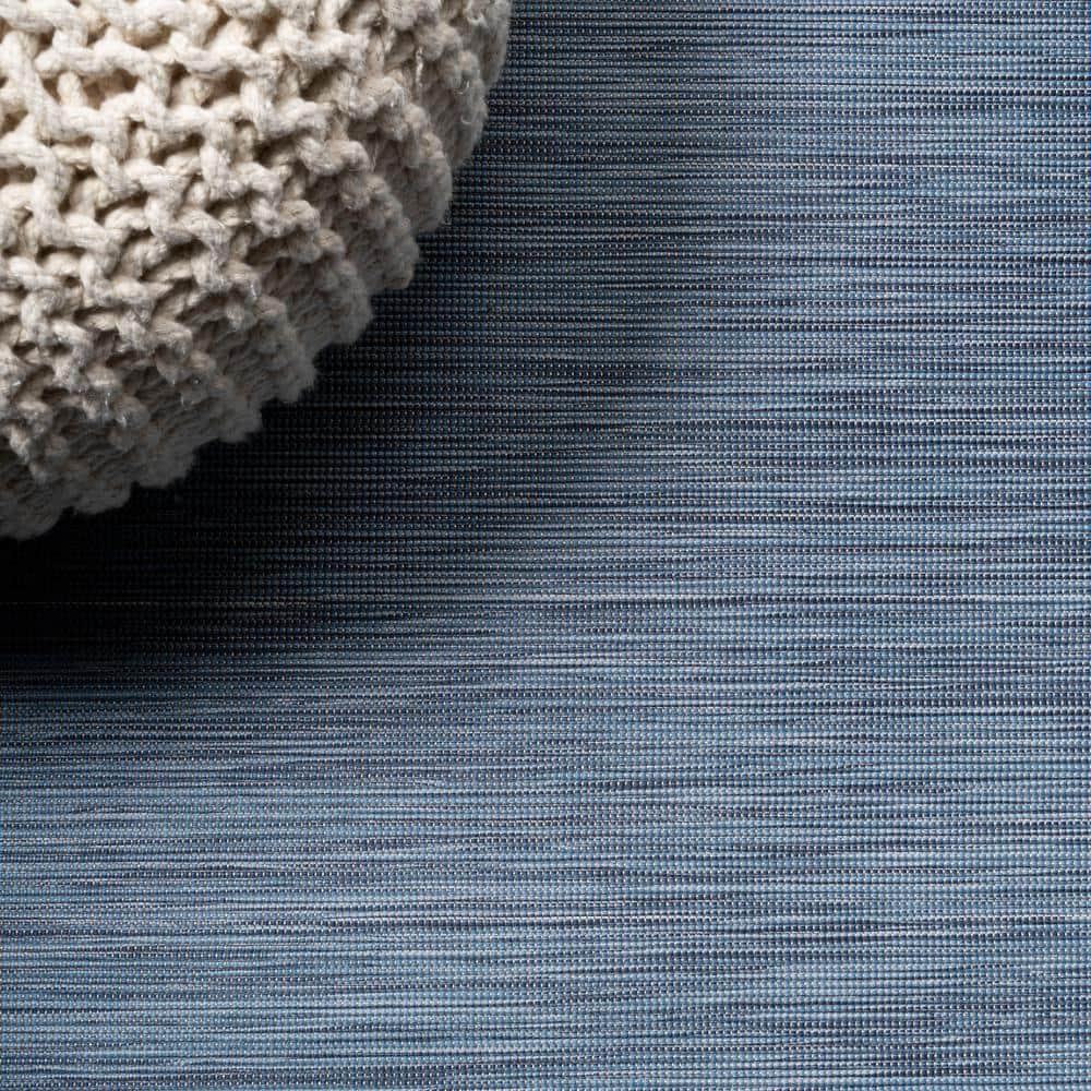 8'x10' Ethan Modern Flatweave Solid  Area Rug, Blue - JONATHAN Y