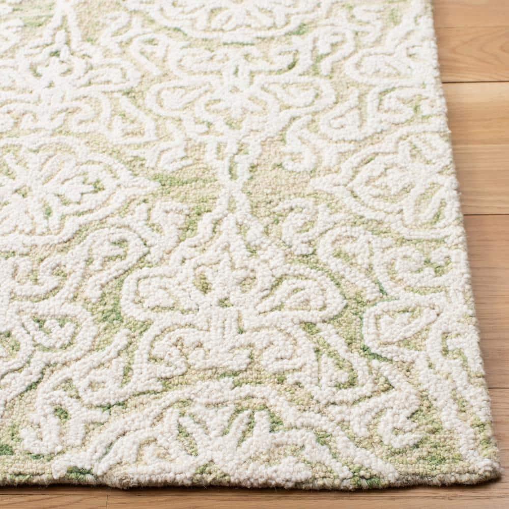 Blossom BLM112 Hand Tufted Indoor Runner Rug - Light Green/Ivory - 2'3"x8' - Safavieh