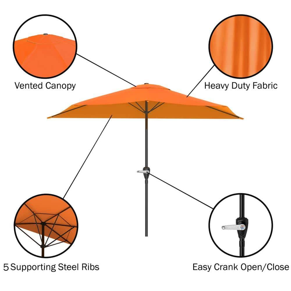 Pure Garden 9ft Half Umbrella for Balcony, Porch, or Deck, Terracotta