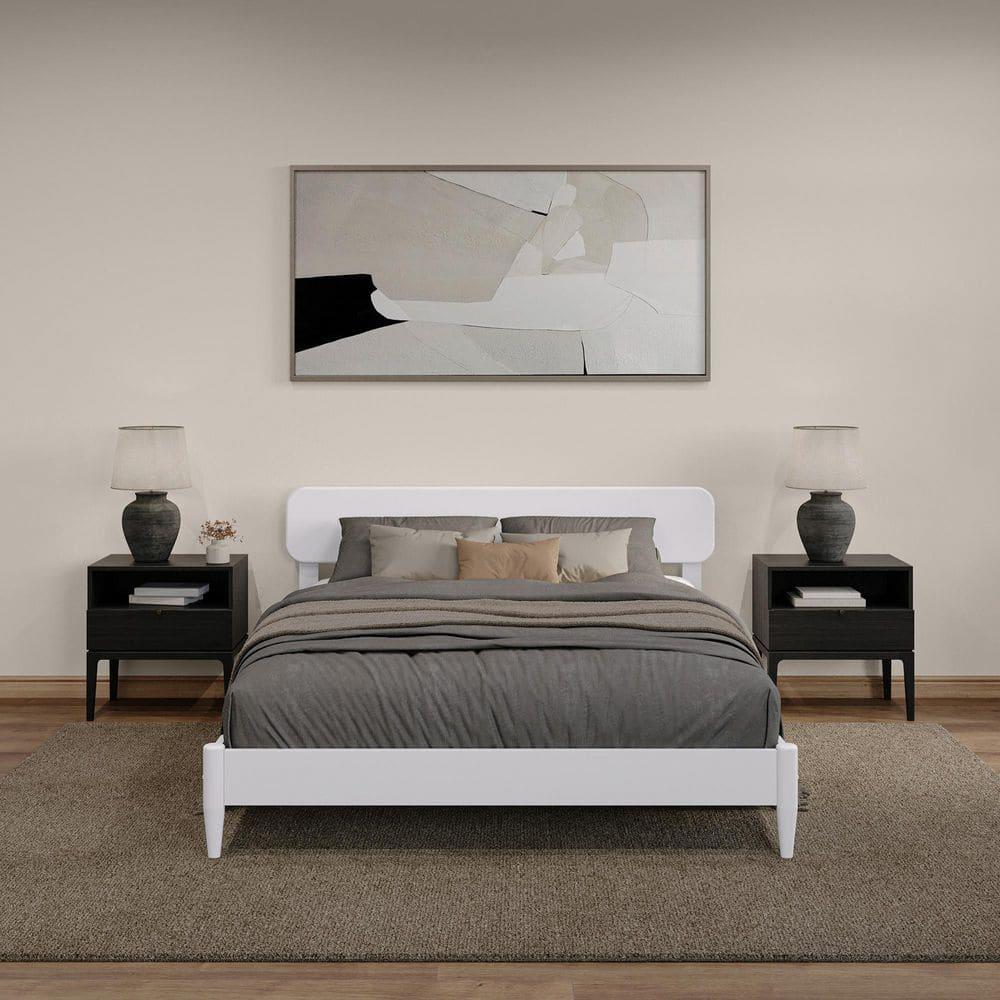 AFI Florence Queen Solid Wood Low Profile Platform Bed, White